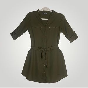 Olive green button down dress